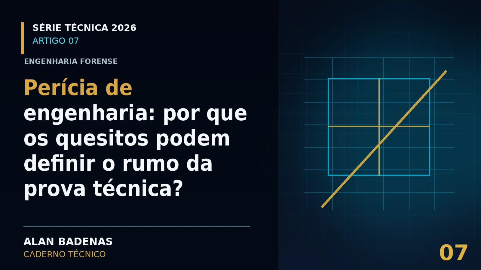 Capa do artigo sobre quesitos em perícia de engenharia, com um gráfico de linha.